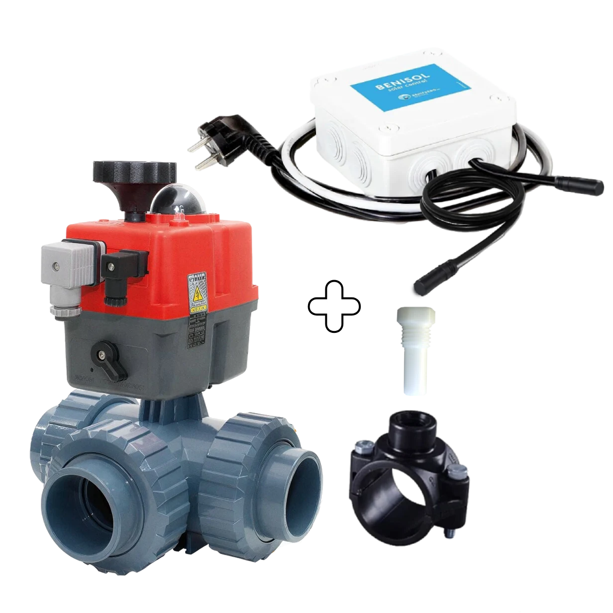 Válvula automática L de 3 vías 50|63 mm con control de temperatura BENISOL - plug & play