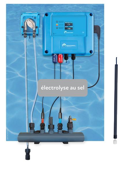 Unidad de control de electrólisis salina premontada con control de pH y RX y enchufe a elegir