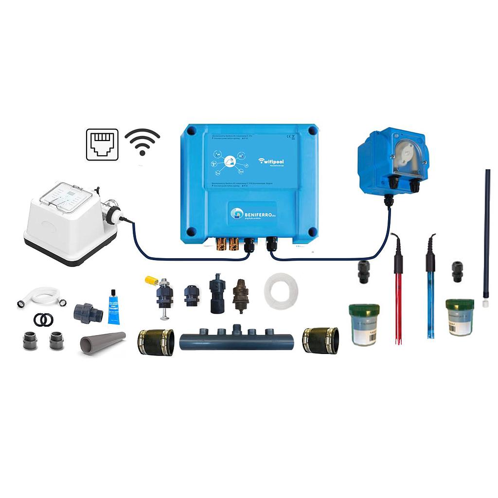 Gerador de cloro por eletrólise de sal EL - kit de auto-montagem com controlo de pH e RX