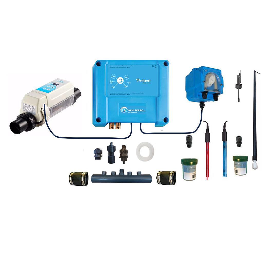 Kit de auto-montagem para eletrólise de sal HS - controlo de pH e RX incluído