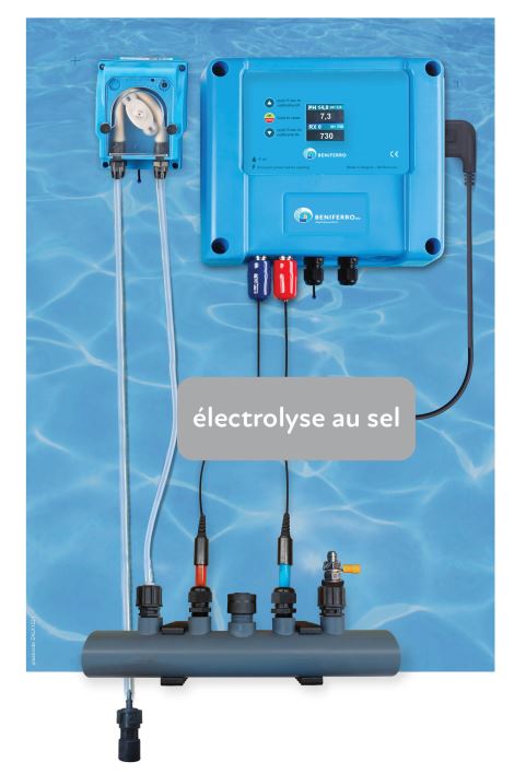 Unidad de control de electrólisis salina premontada con control de pH y RX y enchufe a elegir