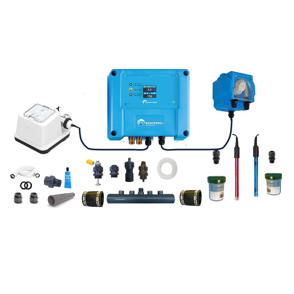 Gerador de cloro por eletrólise de sal EL - kit de auto-montagem com controlo de pH e RX