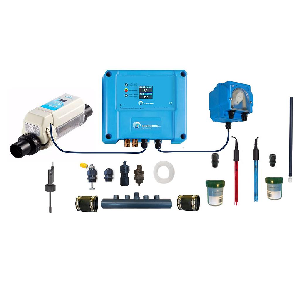 Kit de auto-montagem para eletrólise de sal HS - controlo de pH e RX incluído