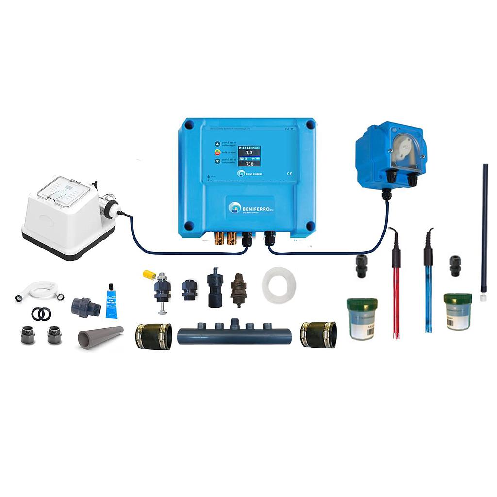 Gerador de cloro por eletrólise de sal EL - kit de auto-montagem com controlo de pH e RX