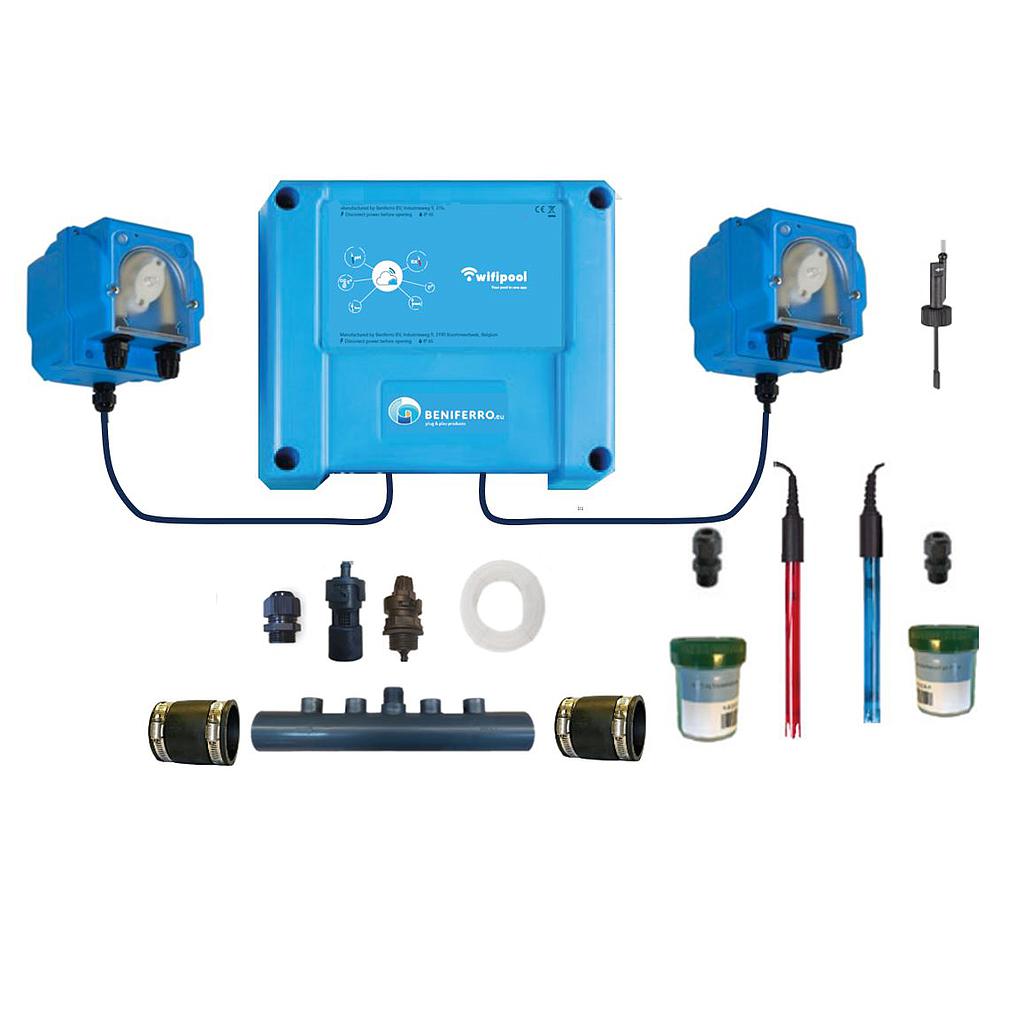 Dosificador líquido regulación pH y cloro - kit automontaje para piscina de 10 a 150m³