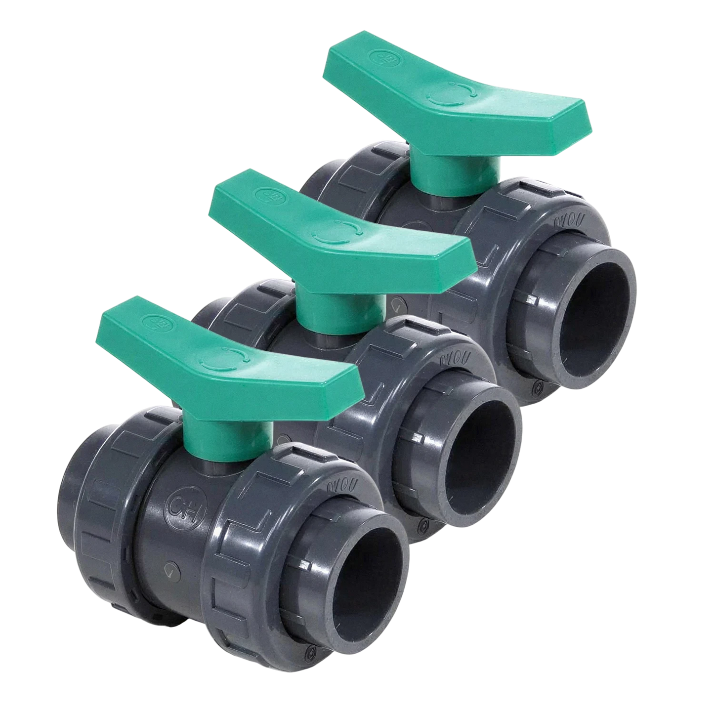 3x Válvula de esfera manual desmontável 50 mm (3 peças)