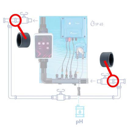PVC lijmring verloopstuk-50 naar 63 mm voor doseersysteem bypass installatie