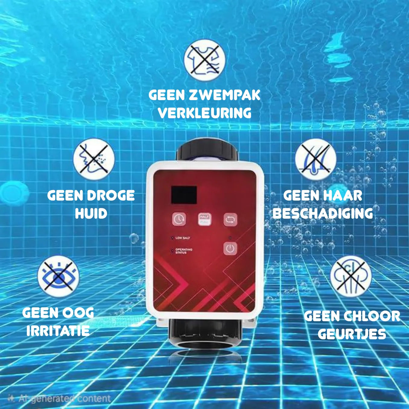 Eletrólise de sal SR pré-montada com controlo de pH, RX e fluxo - piscinas até 150 m³ - Wi-Fi | ecrã - Controlo de nível opcional