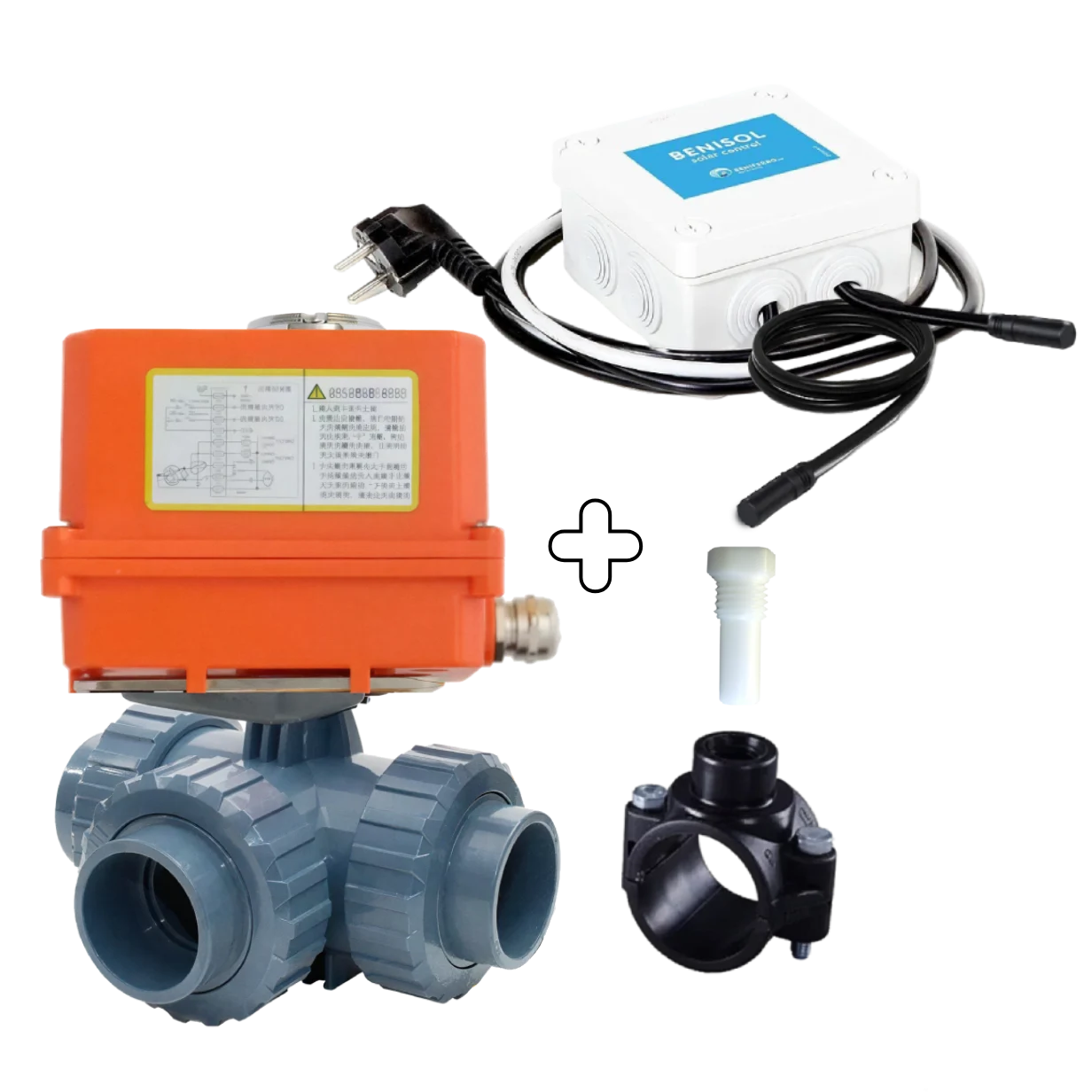 Válvula automática L de 3 vías 50|63 mm con control de temperatura BENISOL - plug & play