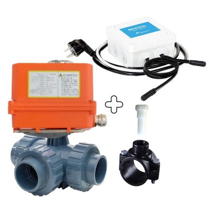 Válvula automática L de 3 vías 50|63 mm con control de temperatura BENISOL - plug & play