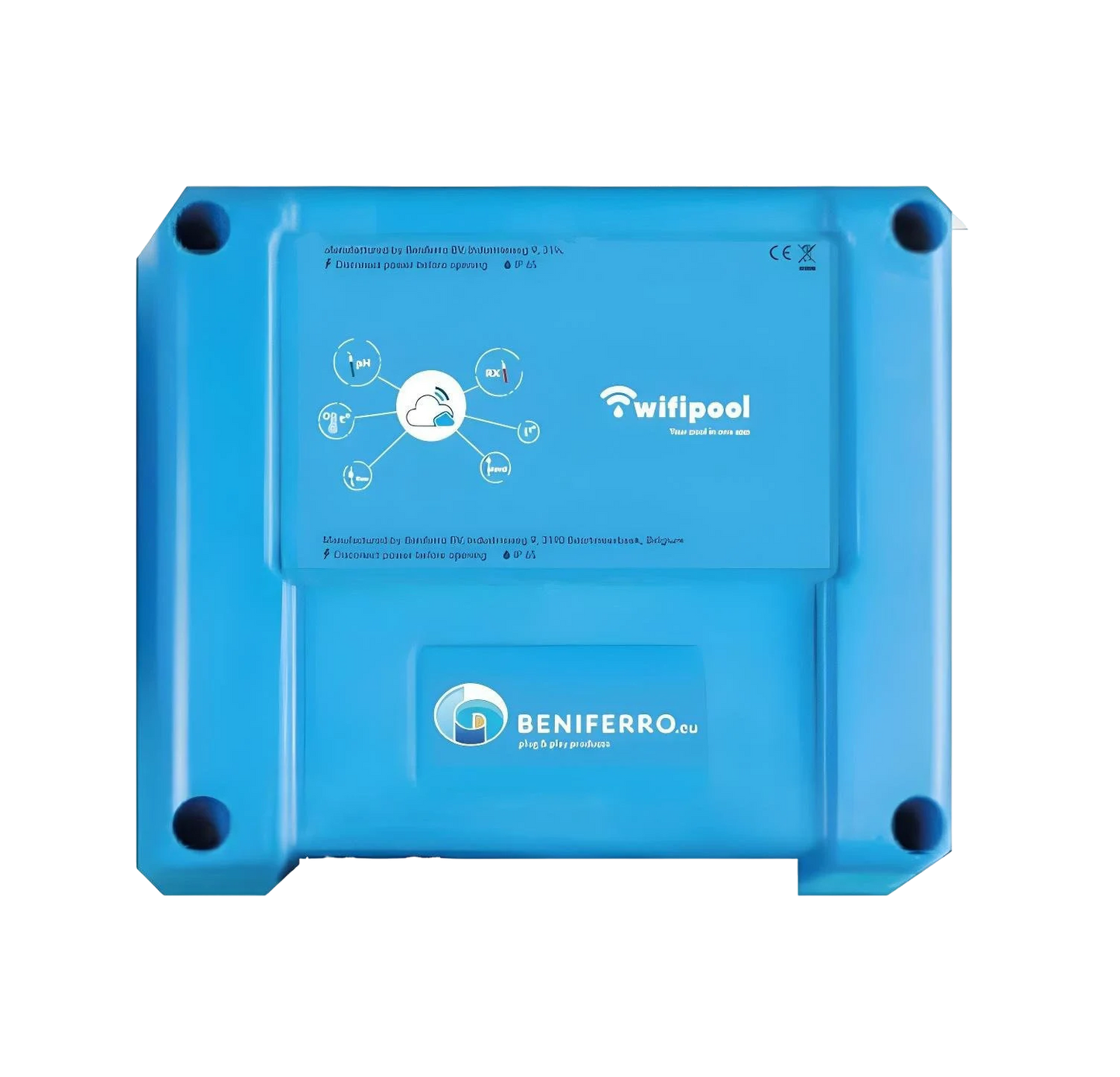 Caixa de medição e pilotage WiFiPOOL Connect-PRO expansível com medição pH e  RX - 3x temperatura, fluxo, 3x nível, pressão e condutividade - ligação Ethernet e 4 fichas