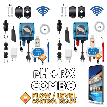 Bombas doseadoras pH + RX WiFiPOOL UNO  | kit de instalação completo | piscina até 150m³