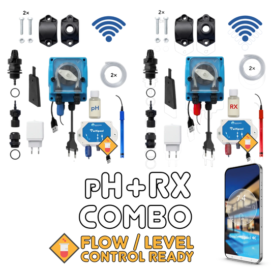 WiFiPOOL UNO pH + RX pompa dosatrice - kit di installazione completo - piscina fino a 150 m³