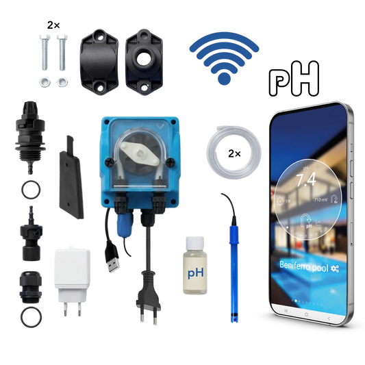 Bomba peristáltica pH de pilotaje por WiFiPOOL UNO - kit completo - piscina hasta 150m³