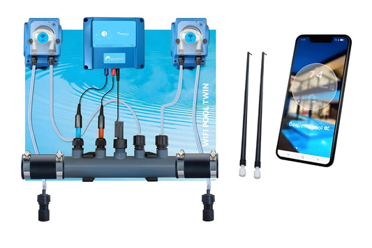 Dosificador líquido de regulación de pH y cloro - premontado en placa para piscinas de 10 a 150 m³