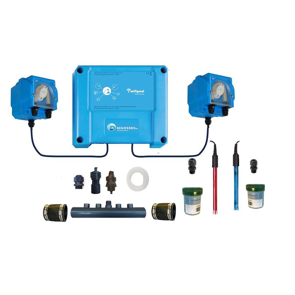Dosificador líquido regulación pH y cloro - kit automontaje  para piscina de 10 a 150m³