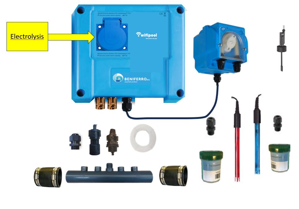 Kit de auto-montagem da unidade de controlo da eletrólise do sal com controlo de pH e RX e ficha à sua escolha