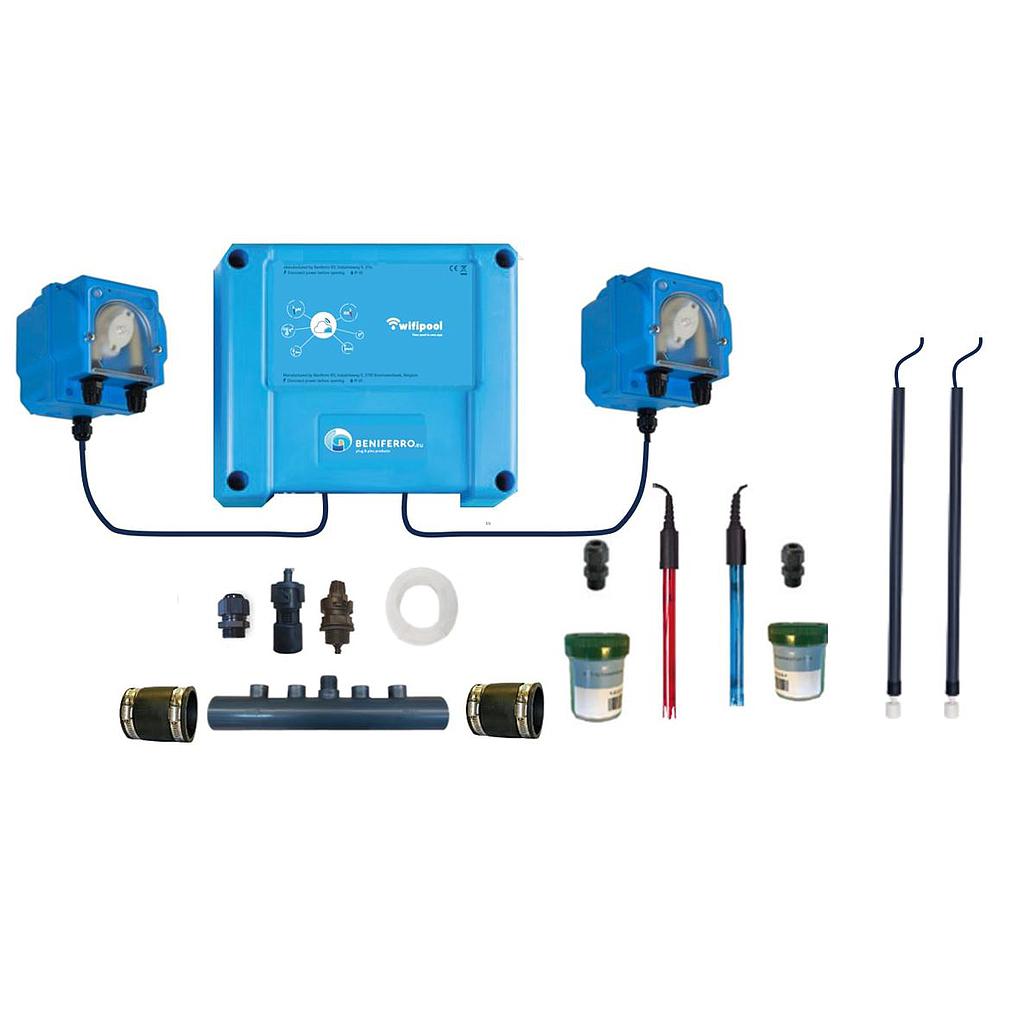 Dosificador líquido regulación pH y cloro - kit automontaje  para piscina de 10 a 150m³