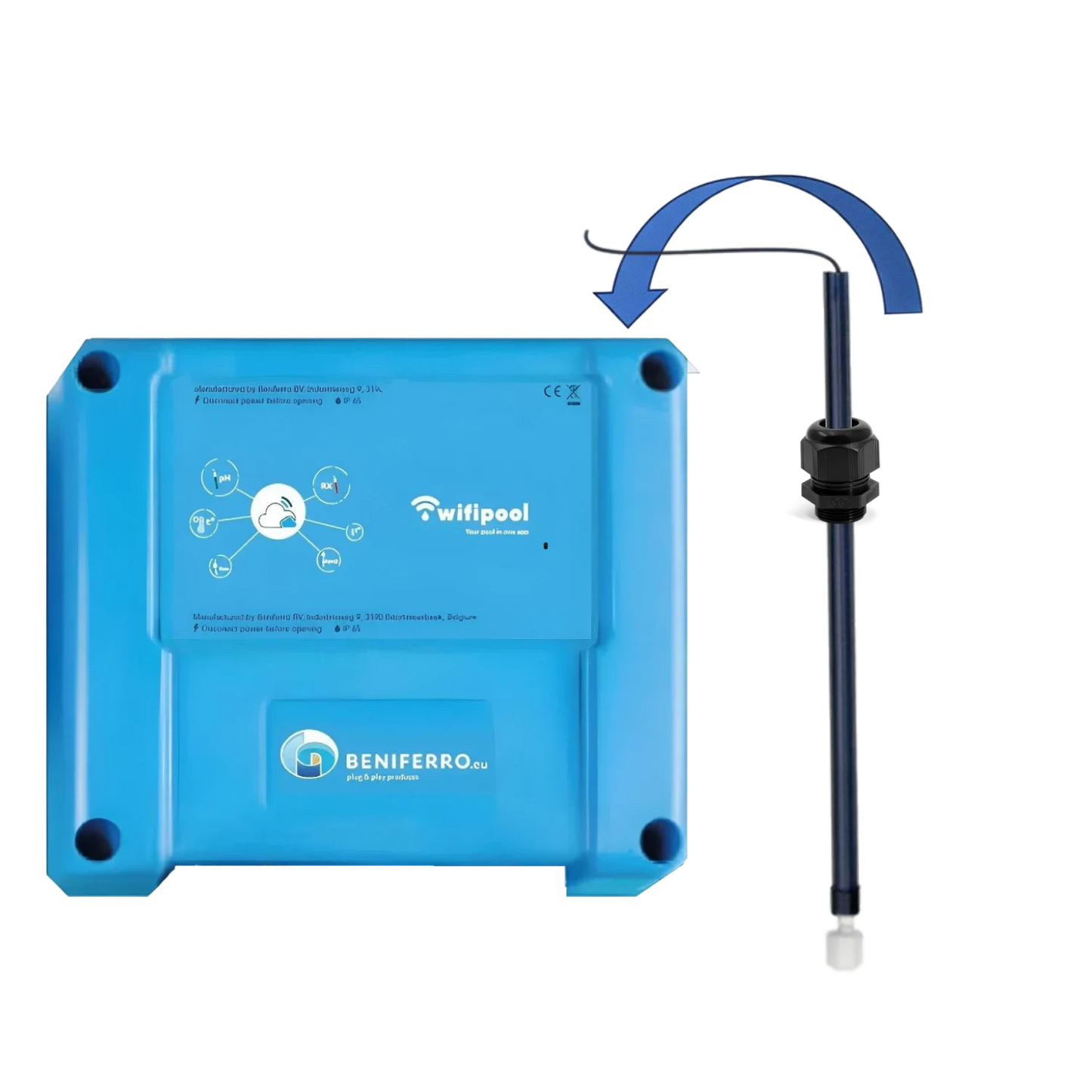 Extra niveaumeting voor zwembad op CONNECTPRO meet- en controledoos  - lengte  35cm voor 5 liter container waterbehandeling (pH+, pH-, chloor, anti-alg, vlokmiddel …)