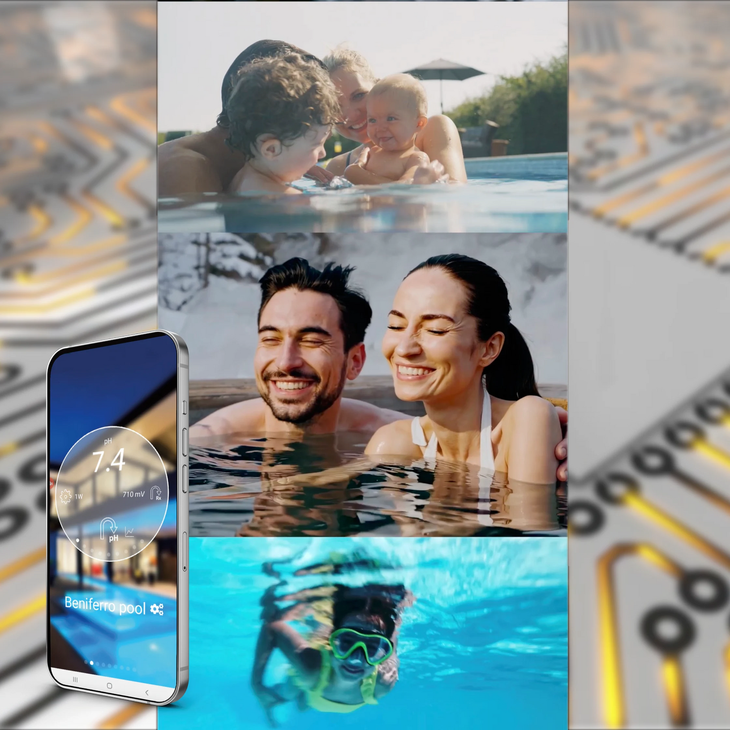 Dosatore liquido per la regolazione del pH e del cloro liquido - premontato su piastra  per piscine da 10 a 150 m³