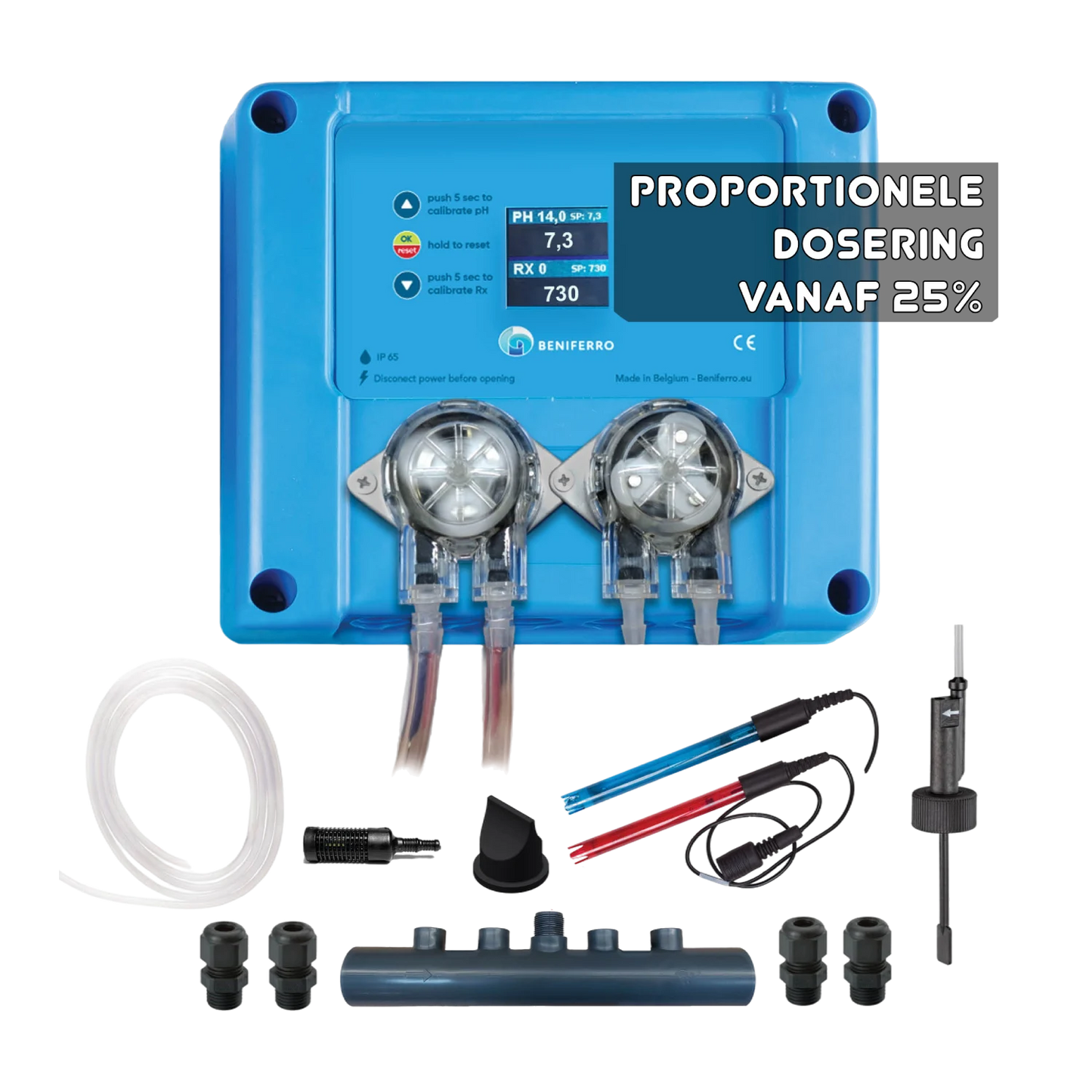 Dosificador líquido pH y cloro proporcianal 12V compacto "Pool TWIN COMBO" - kit automontaje  - piscina de 10 a 150m³