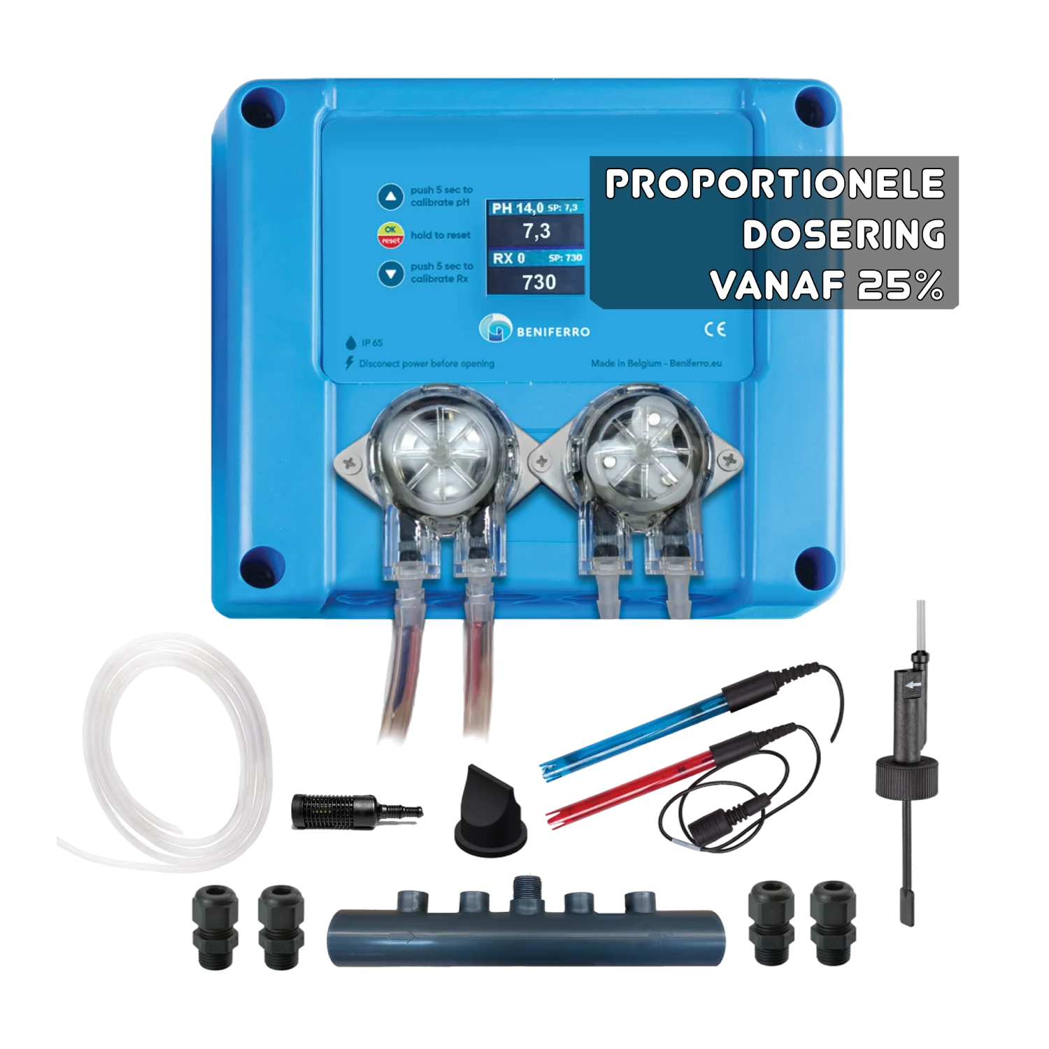 Dosificador líquido pH y cloro proporcianal 12V compacto "Pool TWIN COMBO" - kit automontaje  - piscina de 10 a 150m³