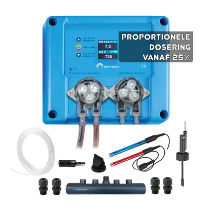 Dosificador líquido pH y cloro proporcianal 12V compacto "Pool TWIN COMBO" - kit automontaje  - piscina de 10 a 150m³