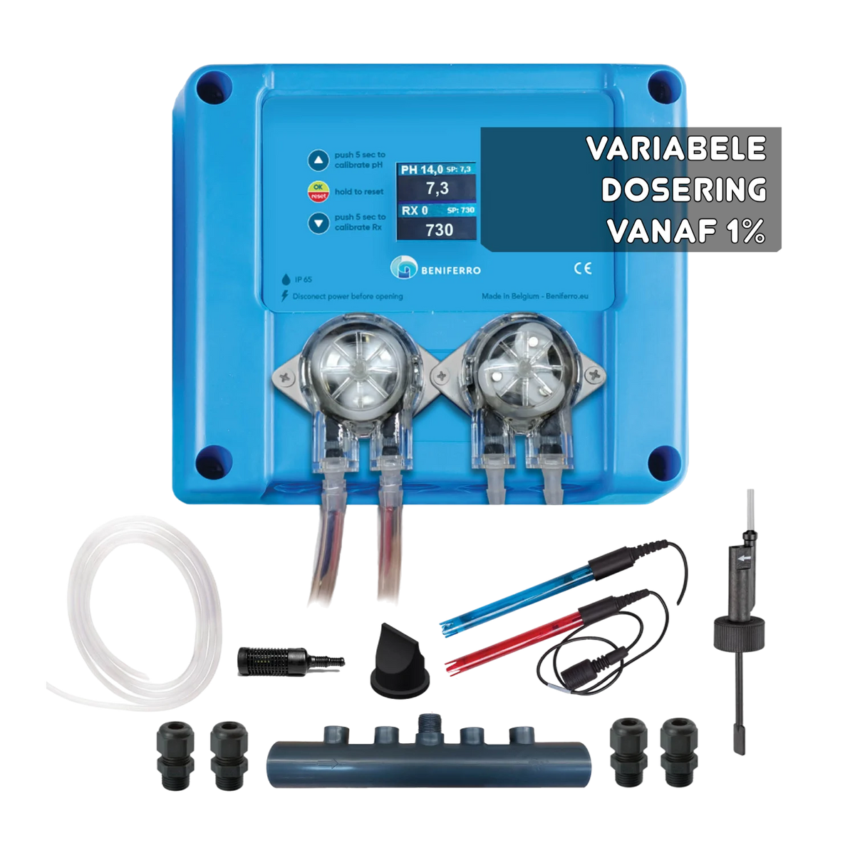 Dosificador líquido pH y cloro 12V compacto  "Pool TWIN COMBO"  - kit automontaje  - piscina/spa de 1 a 150m³