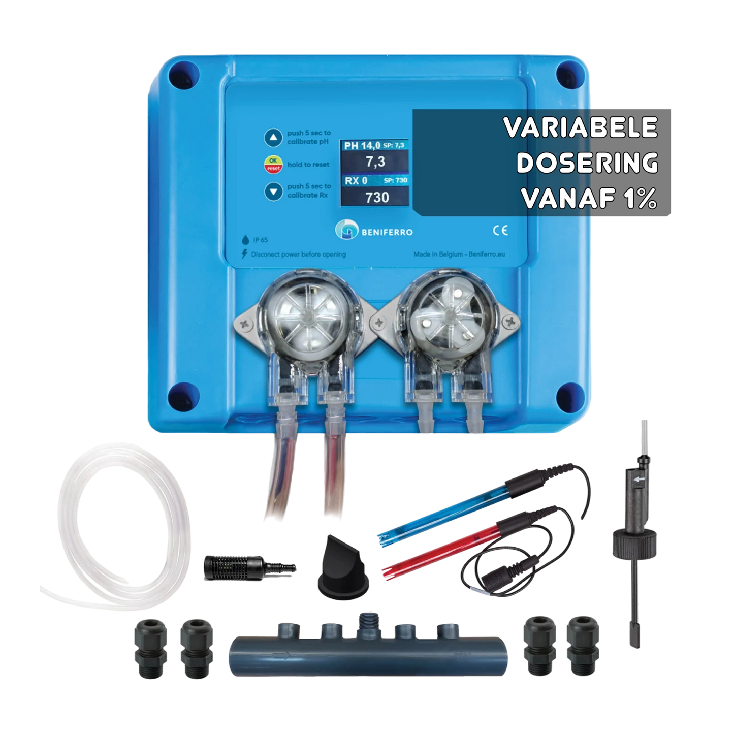 Dosificador líquido pH y cloro variable 12V compacto "Pool TWIN COMBO" - kit automontaje  - piscina de 10 a 150m³