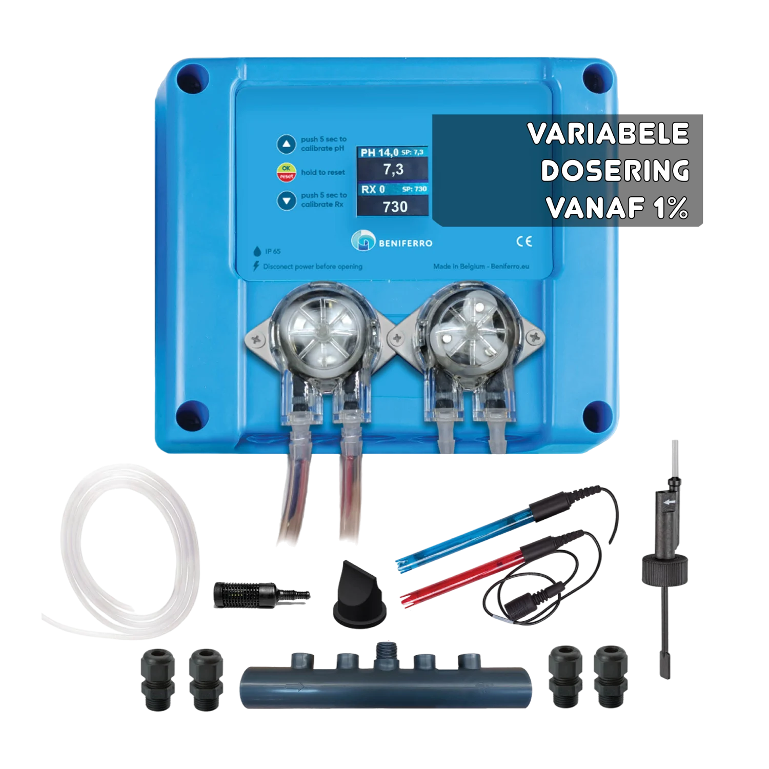 Dosificador líquido pH y cloro variable 12V compacto "Pool TWIN COMBO" - kit automontaje  - piscina de 10 a 150m³