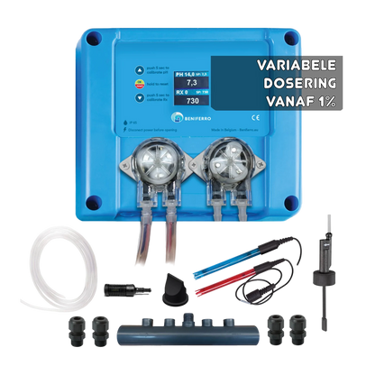 Dosificador líquido pH y cloro variable 12V compacto "Pool TWIN COMBO" - kit automontaje  - piscina de 10 a 150m³