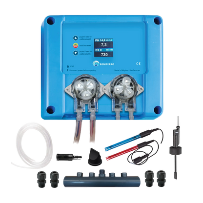 Dosatore per regolazione pH e cloro liquido - kit fai da te  per piscine da 10 a 150 m³