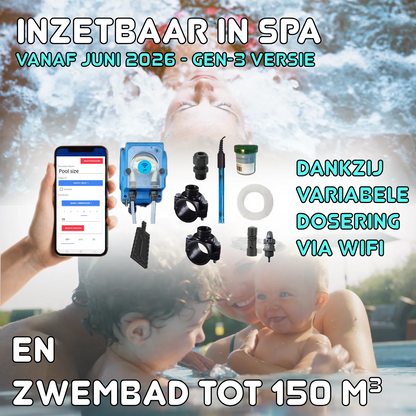 Bomba peristáltica pH de pilotaje por WiFiPOOL ONE - kit completo - piscina hasta 150m³