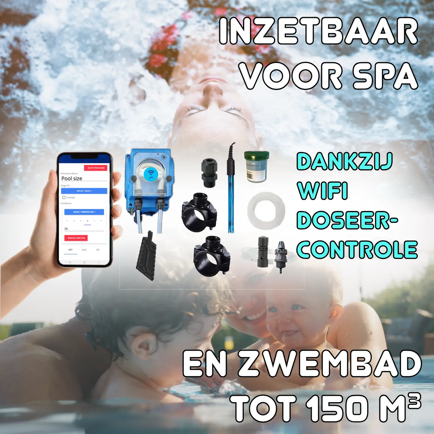 Bomba peristáltica de medição e controlo Wifipool RX - kit completo - piscina até 150m³